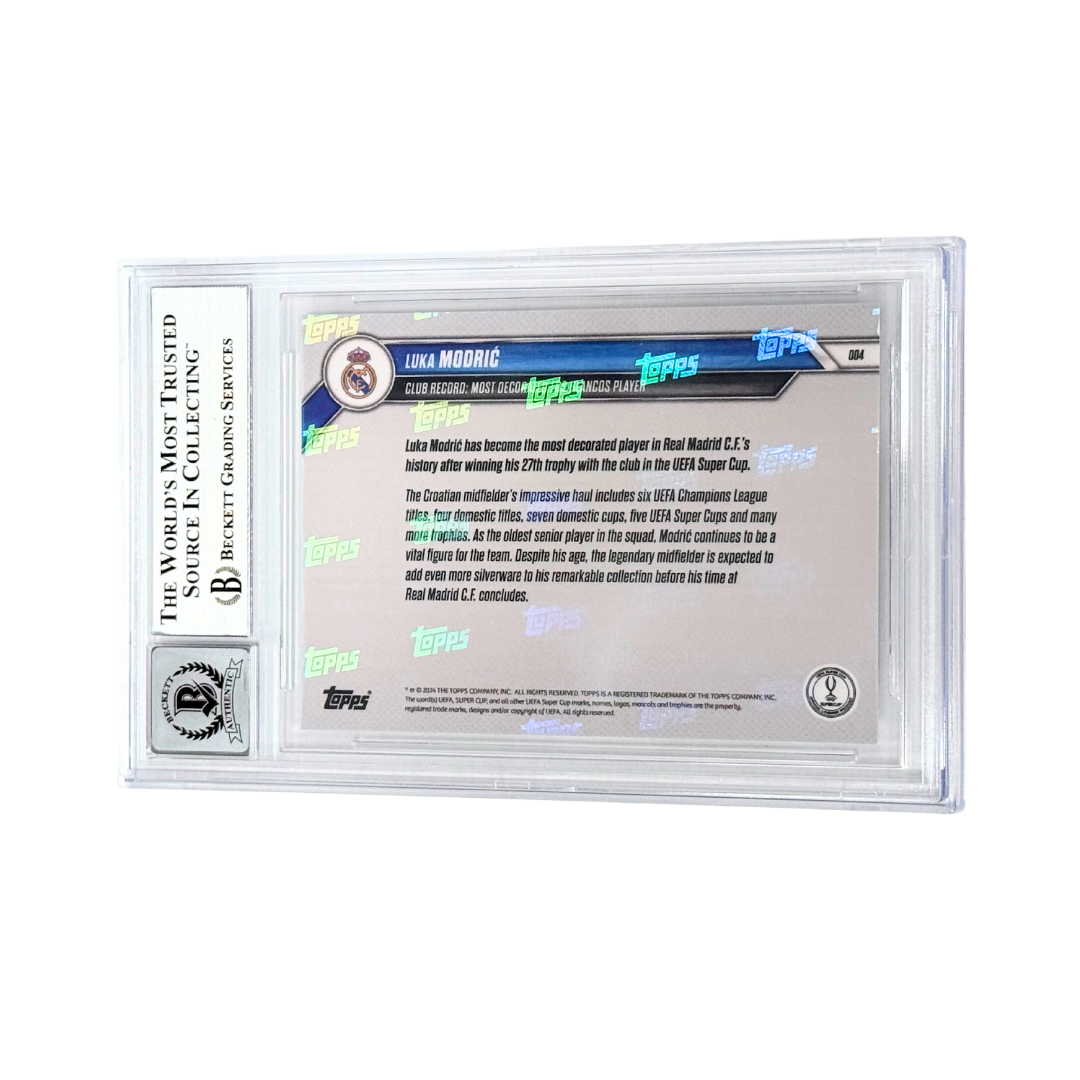 Luka Modric Signed 2024-25 Topps Now UCC Super Cup Club Record – BGS 9